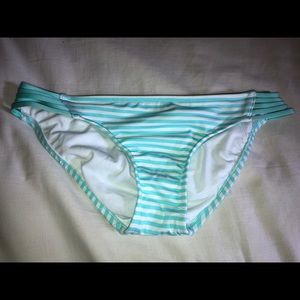 Aqua and White Striped Bikini Bottom